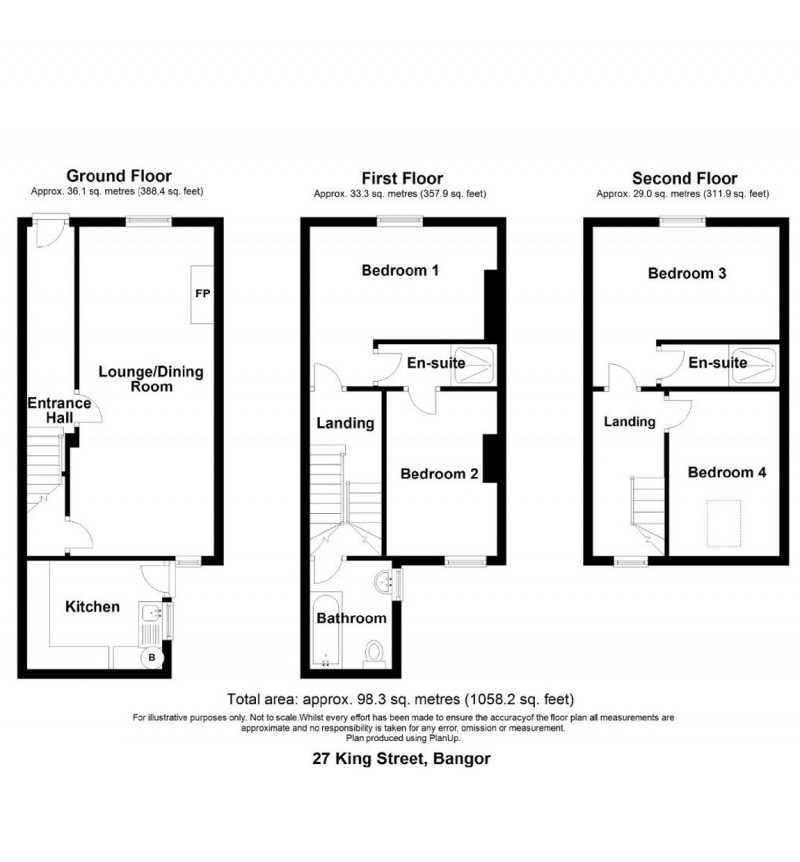 Room plan of 27 King Street, Bangor. Refurbished town house for sale from JS Property Sales, Northern Ireland
